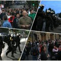BLOG UŽIVO Napeto na skupovima ispred RTS-a, privedena najmanje jedna osoba: Letele flaše i kamenice u Bogatiću, povređena…