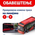 Izmena trase na linijama gradskog prevoza u Kragujevcu 7 i 9