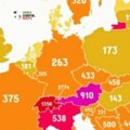Nova karta Evrope se masovno deli: Preko Srbije piše 442, Hrvatske 331, a Bosne 500