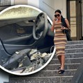 (Paparaco) Tijana Ajfon besna ispred zgrade: Nakon što joj je spaljen automobil, starleta van sebe šeta po Zvezdari