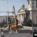 Betonske prepreke postavljene u blizini šatorskog naselja kod Skupštine Srbije