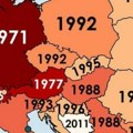 Objavljena nova karta Evrope: Preko Srbije piše 1988, Hrvatske 1996, a Slovenije 1993