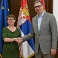 "Ogroman potencijal Srbije za nova ulaganja u expo 2027" Predsednik Vučić razgovarao sa predsednicom EBRD Odil Reno-Baso