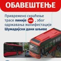 Privremeno skraćenje trase linije 606 zbog održavanja manifestacije “Šumadijski dani šljive“