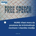 NUNS: Vlast mora da prestane da kriminalizuje novinare i vlasnike medija