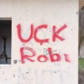 Grafiti tzv. OVK na magistralnom putu kod Kosovske Mitrovice