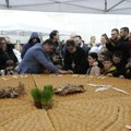 FOTO: U Beogradu lomljena česnica od 200 kg i sa 33 zlatnika - najviše sreće imali mališani