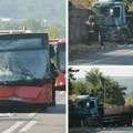 Prvih 10 slika udesa u Beogradu izbliza: Kamion prikolicom probio sredinu GSP autobusa, sve je smrskano