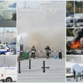 Гори бели шатор испред Скупштине Србије
