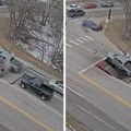 Zemlja ih žive progutala dok su čekali zeleno: Jeziv snimak urušavanja puta, automobili nestali za tren oka (video)