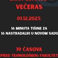 Технолошки у блокади позива на 16 минута тишине вечерас у 19 сати испред факултета