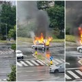 VIDEO Požar u bloku 19a na Novom Beogradu: Automobil se pretvorio u buktinju