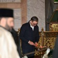 Vučić sa patrijarhom i Muhinom u Hramu Svetog Save