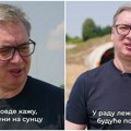 Vučić po najvećoj vrućini na gradilištu u crnoj majici: Sada je 45 stepeni na suncu, ne znam kako to mere, ali predivan je…