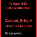 „Zastani Srbijo“: I sutra okupljanje u Kragujevcu – 42 dana BEZ OGVORNOSTI