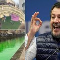 "Imbecile poslati u zatvor": Zašto su vode širom Italije ofarbane u drečavo zeleno, a vicepremijer Salvini pobesneo? (video)