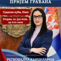 Ministarka Jelena Žarić Kovačević razgovaraće sa Nišlijama u Gradskoj kući