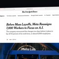 Meta eliminiše menadžere, plus — 7000 zaposlenih prebačeno u nova AI odeljenja, 6000 otvorenih pozicija otkazano, 10% firme…