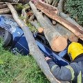 Ево како се преврнуо се камион, чија су дебла са приколице смрскала два аутомобила Четворо повређених
