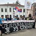 Studenti i maturanti iz Kragujevca stigli u Smederevsku Palanku, dočekani bakljadom i vatrometom