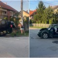 Komšije potrčale napolje nakon jezivog zvuka u sudaru automobila, jedan završio naglavačke