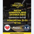 Akcija dobrovoljnog davanja krvi u ponedeljak u teretani "Mega Gym" u Temerinskoj
