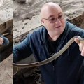 Teška borba: Vladica oči u oči sa zmijom koja se zaglavila u zidu garaže: "Bravo, majstore" (video)