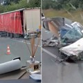 Užasan prizor nakon nesreće na auto-putu "Miloš Veliki"! Vozač teško povređen - Automobil ostao i bez krova (foto)
