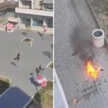 Tuča maskiranih mladića usred dana, bačen i Molotovljev koktel: Strašan snimak iz Bačke Palanke (Video)