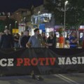 Aleksandar Jovanović Ćuta, Srđan Milivojević i Ljubomir Radović na 26. protestu „Užice protiv nasilja“