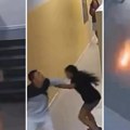 (Video) Devojčica za dlaku izbegla smrt! Zastaje i gleda gore, muškarac je vuče za ruku i trče napolje, a onda zgrada nestaje…