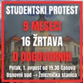 Niški studenti obeležavaju 9 meseci od pada nadstrešnice kod Železničke stanice