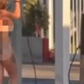 Gori internet! Gospođa u Dalmaciji rešila da se osveži, pa se skinula u bikini i istuširala na pumpi (video)