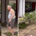 "Ja sam vaš sudija i dželat": Čovek na izašao iz stana sa 2 testere, isekao drvo i ostavio ga na putu! Ljudi besni! (video)