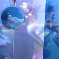 Deca gledala kako se glumica bori za dah: Drama tokom podvodne predstave u tržnom centru kostim se zakačio za dno bazena…