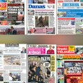 Naslovne strane današnjih novina: Prelistavanje štampe za subotu, 15. avgust 2026. godine