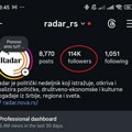 Broj pratilaca na profilu Radara porastao za skoro 30.000 za pola sata