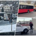 Prvi snimak lančanog sudara u Rakovici, kolona autobusa stoji: Kamion proklizao u suprotnu traku i napravio haos