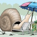 Turista na obali dnevne sobe