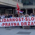 Skup podrške uhapšenom studentu Stefanu Tomiću ispred Palate pravde