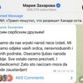 Zaharova se obratila na srpskom jeziku i poslala dirljivu poruku: Znam da nas srpski narod neće izdati, pobedićemo zajedno!