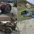 (Foto) užasan sudar kod Kraljeva Automobil smrskan, traktor prepolovljen