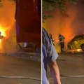 Ekskluzivno - snimak zapaljenja automobila u Beogradu: Stanovnike Voždovca probudile sirene usred noći (video)