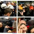 Opet divlja nasilna opozicija u Novom Sadu opšte guranje sa kordonom policije, hoće nasilno da upadnu u sud