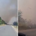 Drama kod Pećinaca, vatra se približava kućama: Gori desetine hektara njiva, putevi zatvoreni (video)