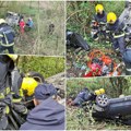 Auto sleteo s puta i isprevrtao se na putu Kragujevac-Jagodina: Vozača iz smrskanog vozila izvlačili vatrogasci-spasioci (foto)…
