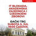 I večeras građansko okupljanje u Kragujevcu: Subotom u sedam na Đačkom trgu