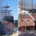 Gori galija na vardaru! Drama u Skoplju, vatrogasci se bore sa vatrom, pojavio se i snimak (VIDEO)