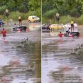 Voda im prodrla u automobil, beograđanke se popele na krov! Hit snimak kruži mrežama - pojavio se superheroj! (video)