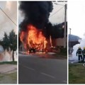 (Video) Autobus u potpunosti izgoreo! Dramatičan požar u Padežu kod Kruševca. Oštećen dalekovod, ekipa vatrogasaca na terenu.…